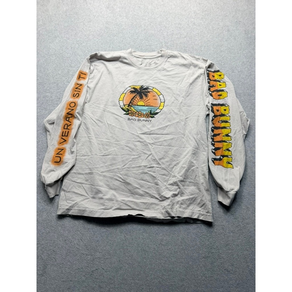 Bad Bunny Worlds Hottest Tour Un Verano Sin Ti Long Sleeve Shirt Tan Large